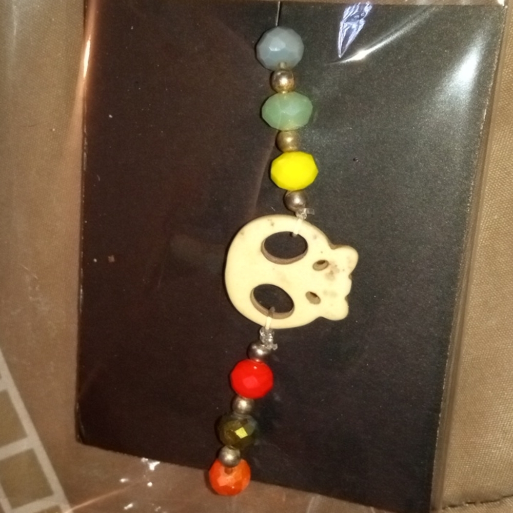 Handmade beaded skull bracelet